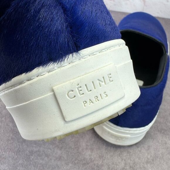 Authentic Celine Pony Hair Blue Slip-On Sneakers 39 - Picture 6 of 11